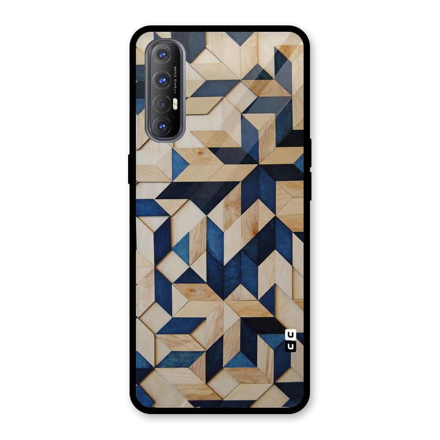 Disorted Wood Blue Glass Back Case for Oppo Reno3 Pro