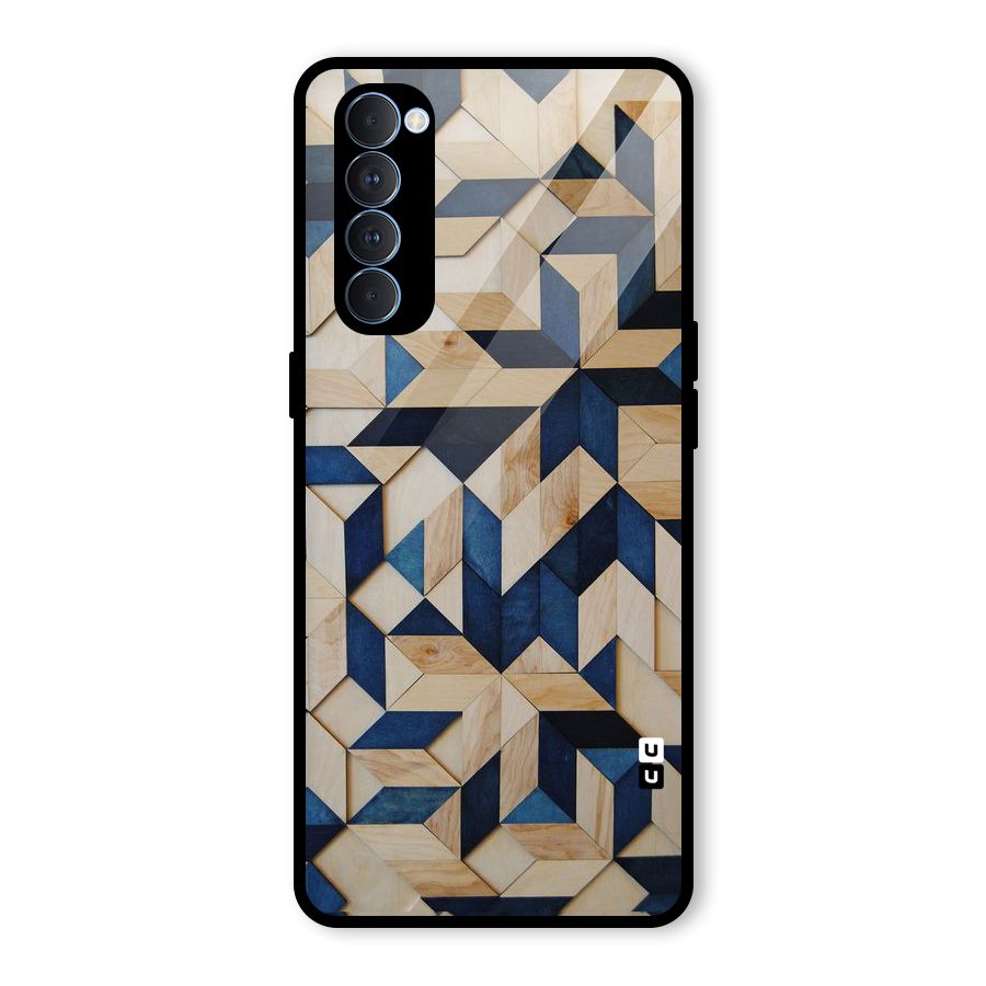 Disorted Wood Blue Glass Back Case for Oppo Reno4 Pro