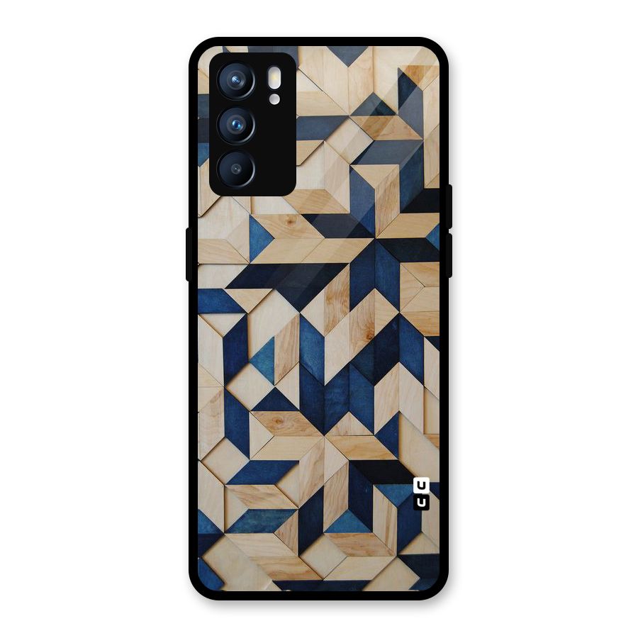Disorted Wood Blue Glass Back Case for Oppo Reno6 5G