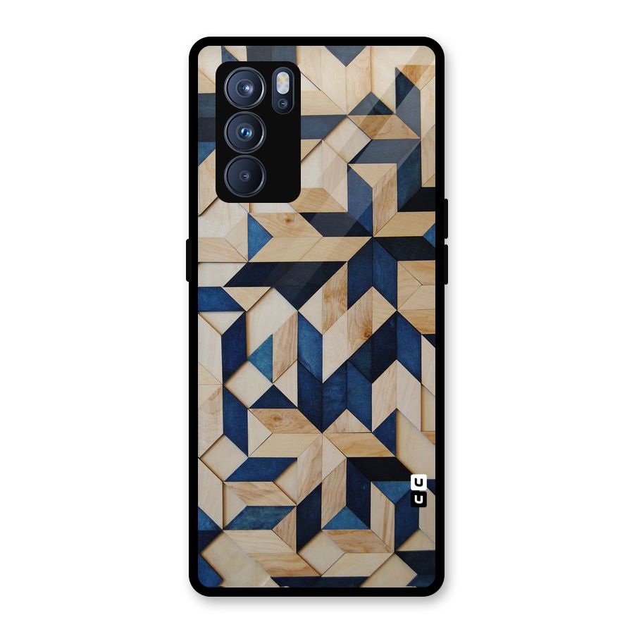 Disorted Wood Blue Glass Back Case for Oppo Reno6 Pro 5G