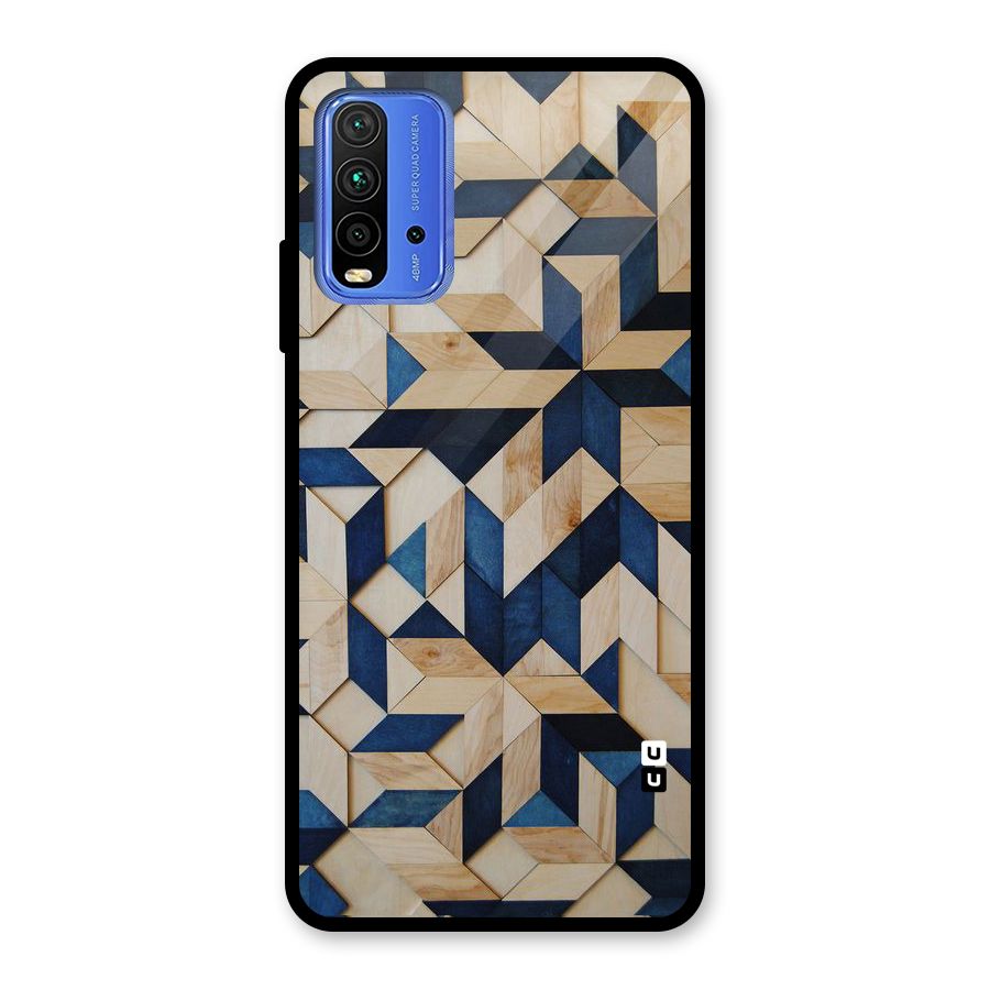 Disorted Wood Blue Glass Back Case for Redmi 9 Power
