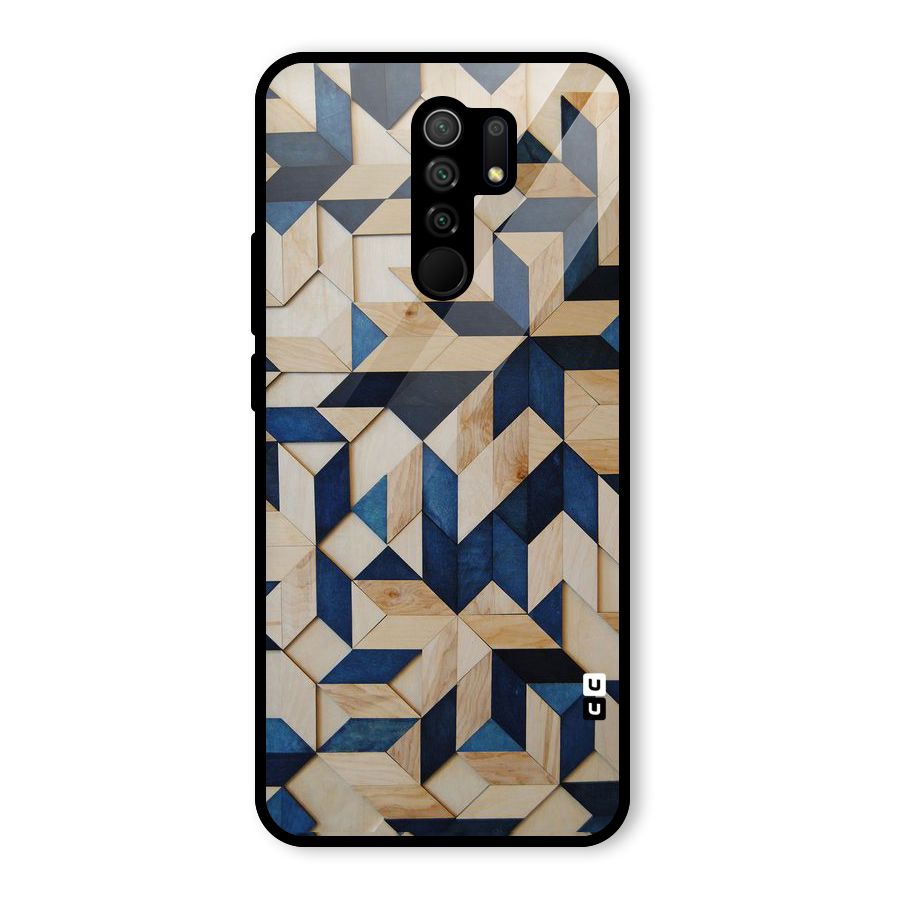 Disorted Wood Blue Glass Back Case for Redmi 9 Prime