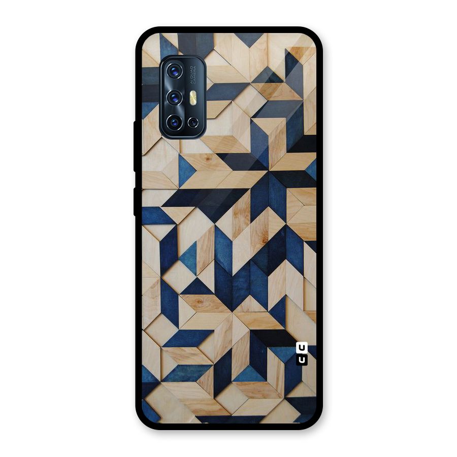 Disorted Wood Blue Glass Back Case for Vivo V17