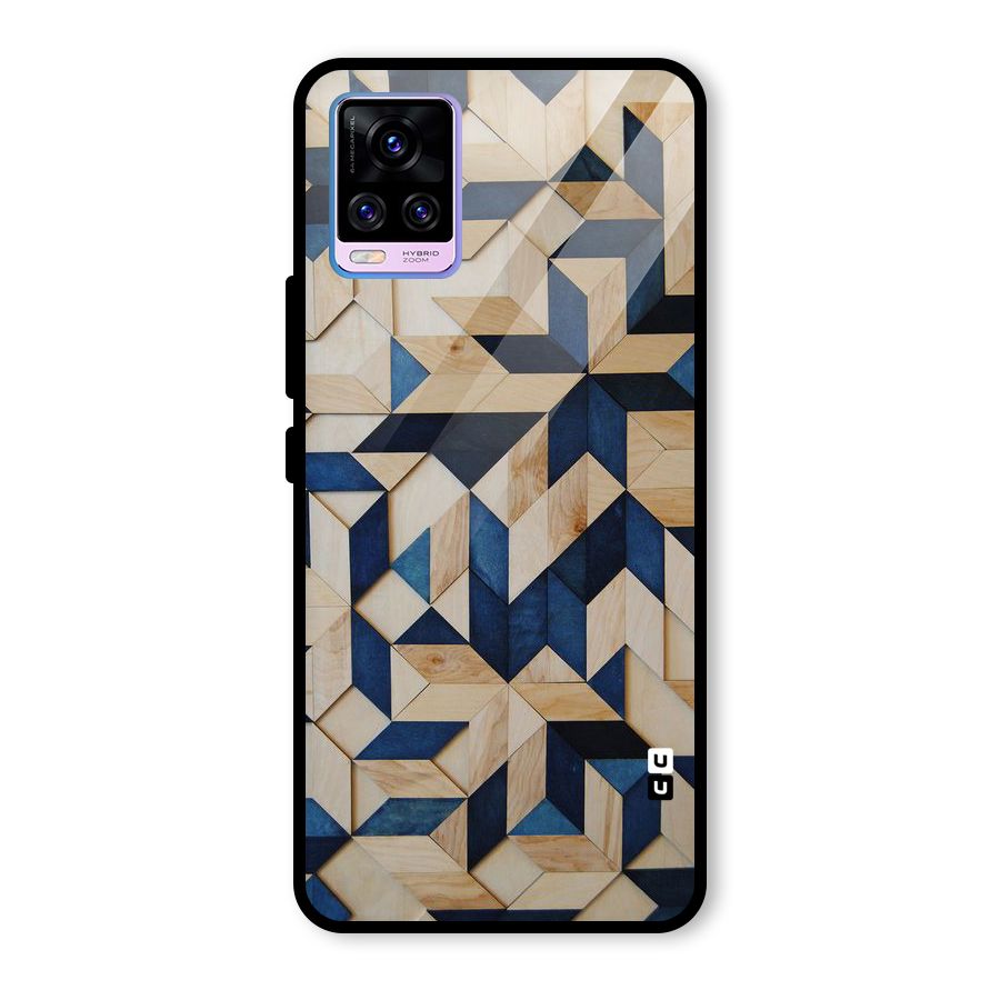 Disorted Wood Blue Glass Back Case for Vivo V20 Pro