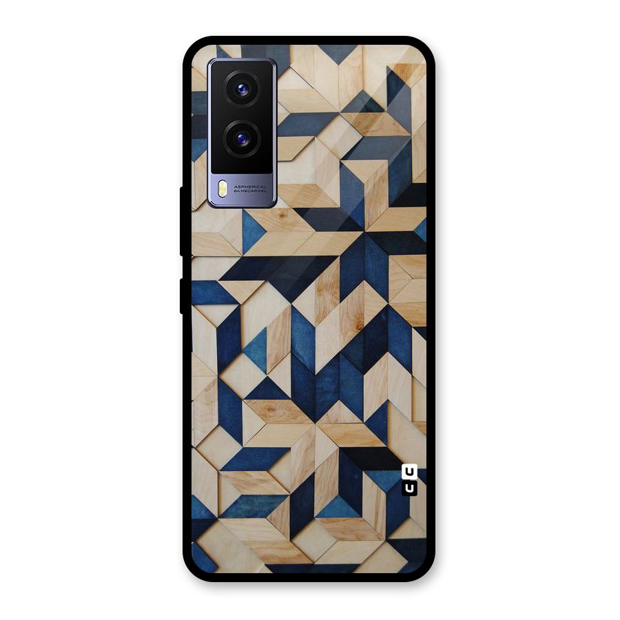 Disorted Wood Blue Glass Back Case for Vivo V21e 5G