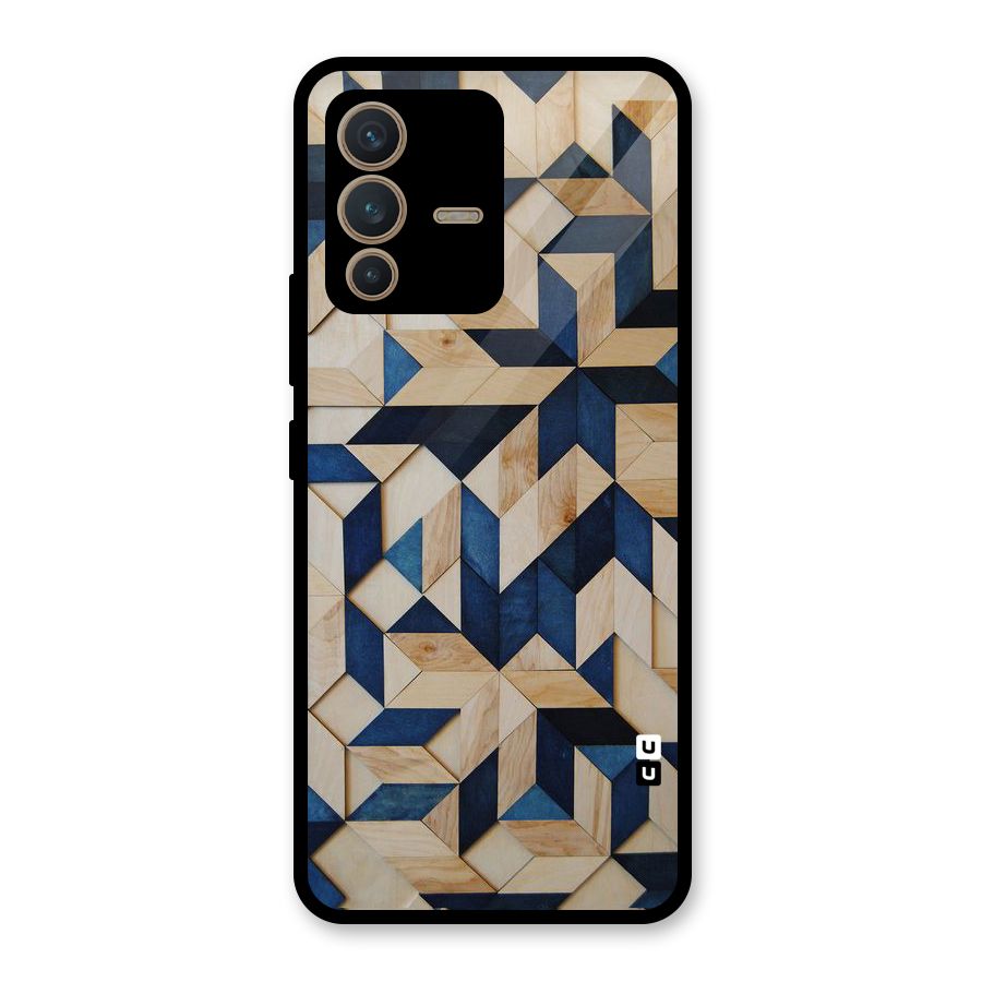 Disorted Wood Blue Glass Back Case for Vivo V23 5G