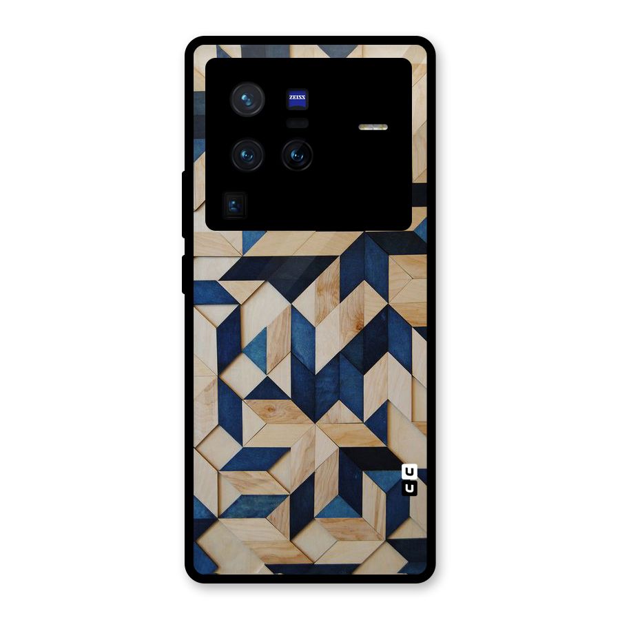 Disorted Wood Blue Glass Back Case for Vivo X80 Pro