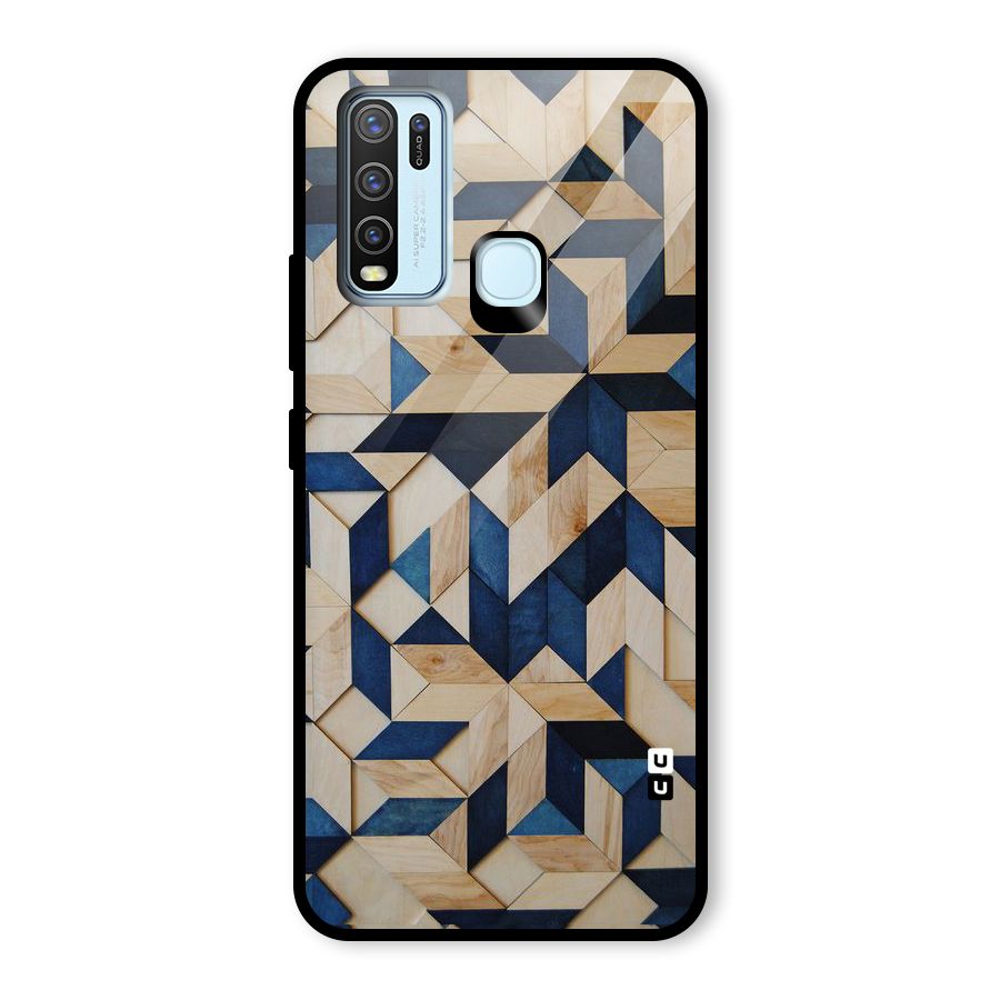Disorted Wood Blue Glass Back Case for Vivo Y50