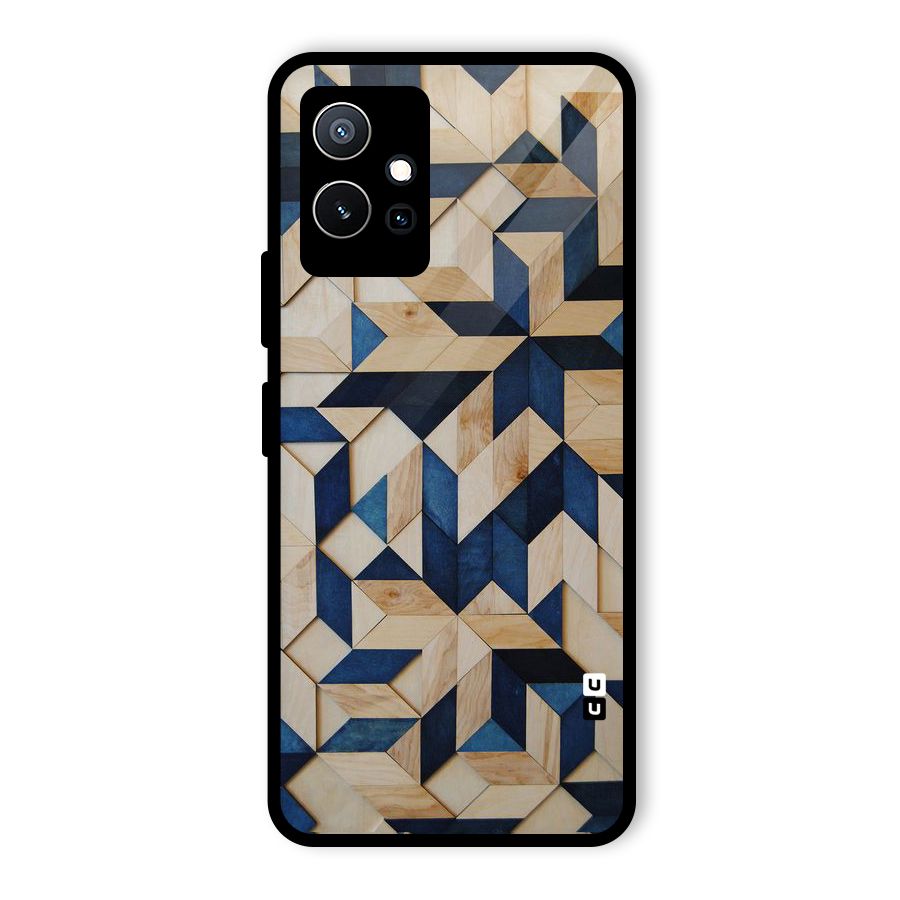 Disorted Wood Blue Glass Back Case for Vivo Y75 5G