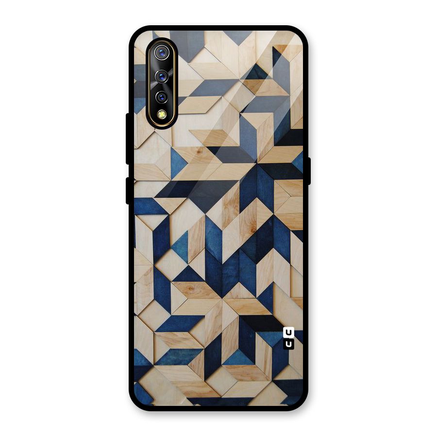 Disorted Wood Blue Glass Back Case for Vivo Z1x