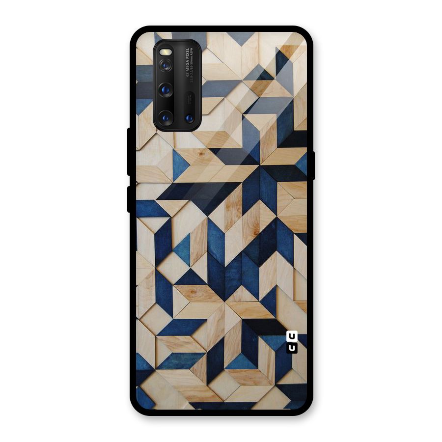 Disorted Wood Blue Glass Back Case for Vivo iQOO 3