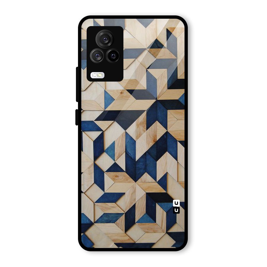 Disorted Wood Blue Glass Back Case for Vivo iQOO 7 Legend 5G
