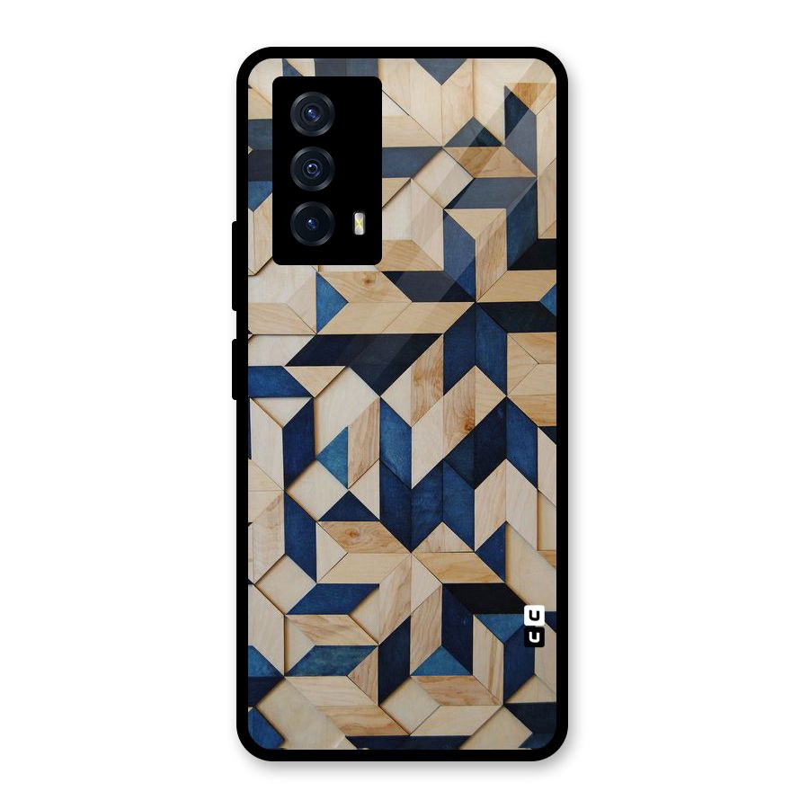Disorted Wood Blue Glass Back Case for Vivo iQOO Z5
