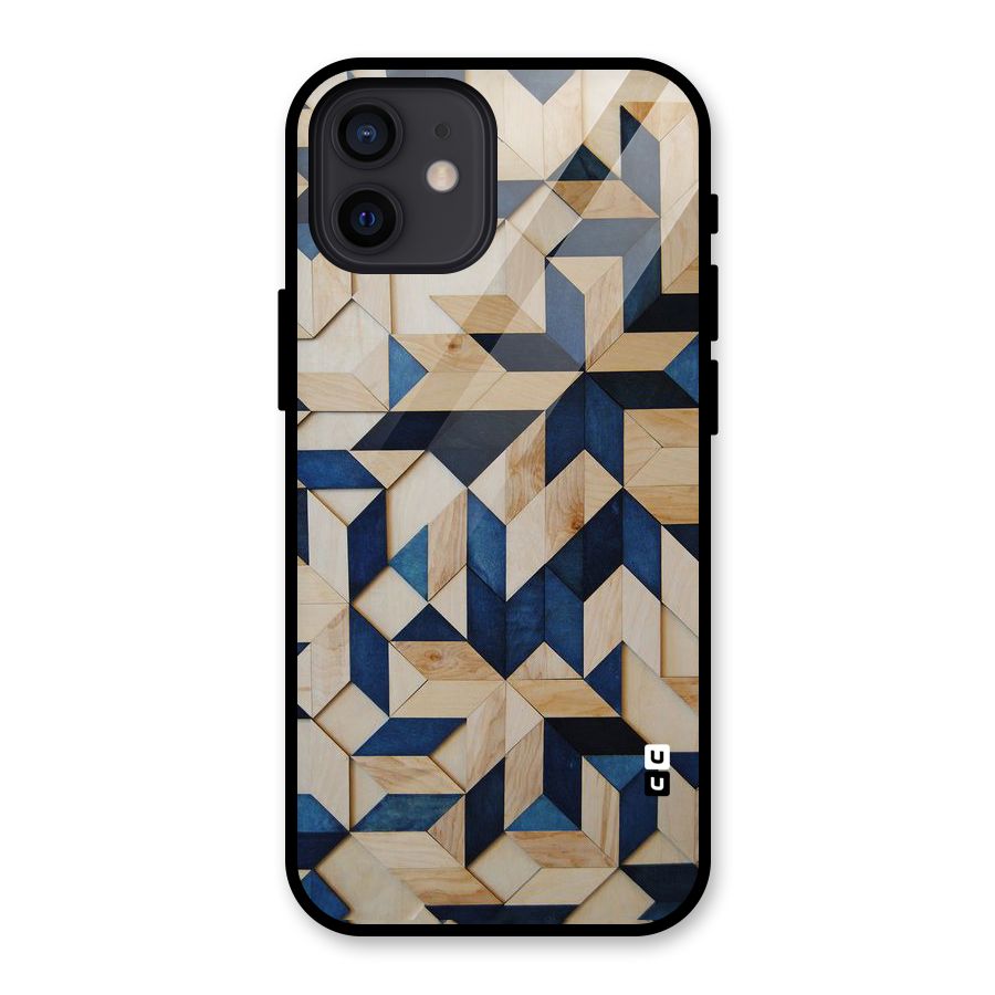 Disorted Wood Blue Glass Back Case for iPhone 12