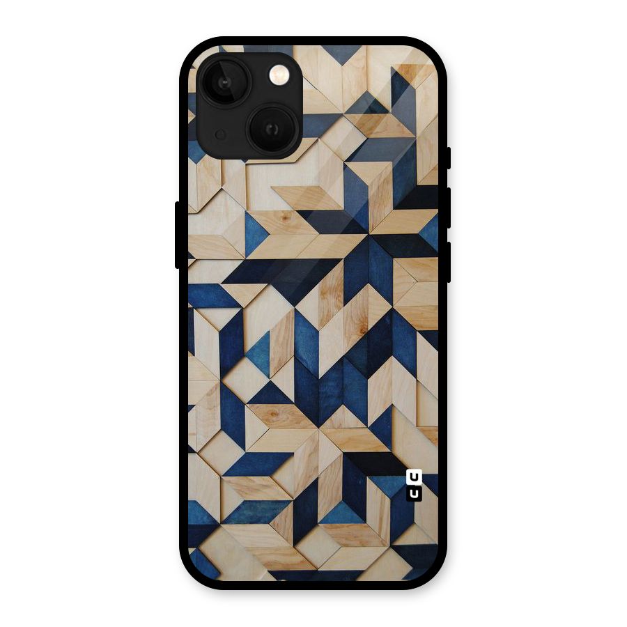 Disorted Wood Blue Glass Back Case for iPhone 13