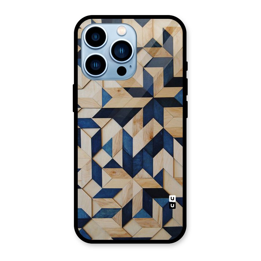 Disorted Wood Blue Glass Back Case for iPhone 13 Pro