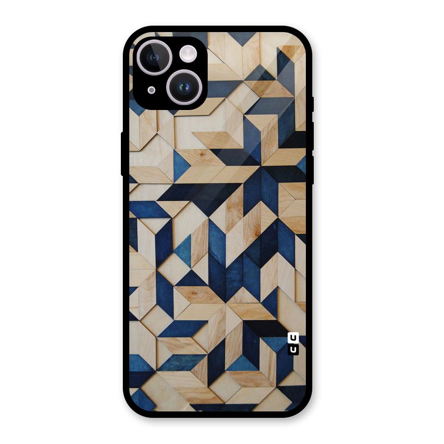 Disorted Wood Blue Glass Back Case for iPhone 14 Plus