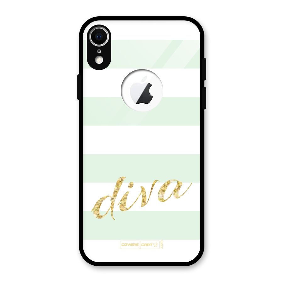 Diva Glass Back Case for iPhone XR Logo Cut