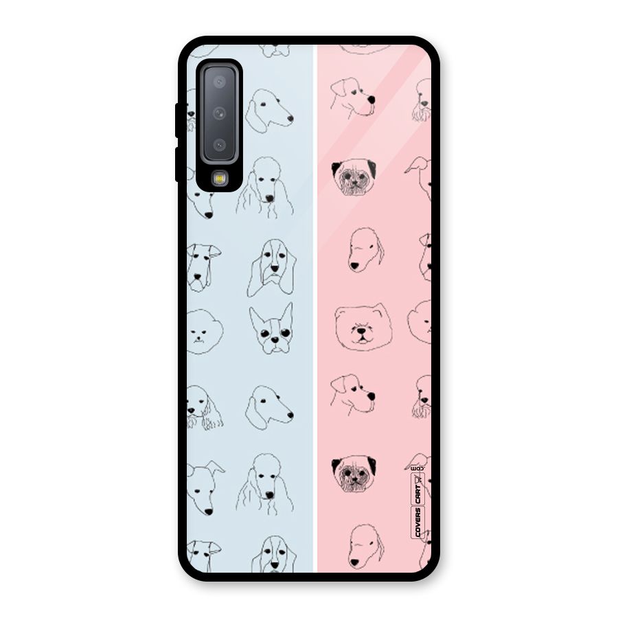 Dog Cat And Cow Glass Back Case for Galaxy A7 (2018)