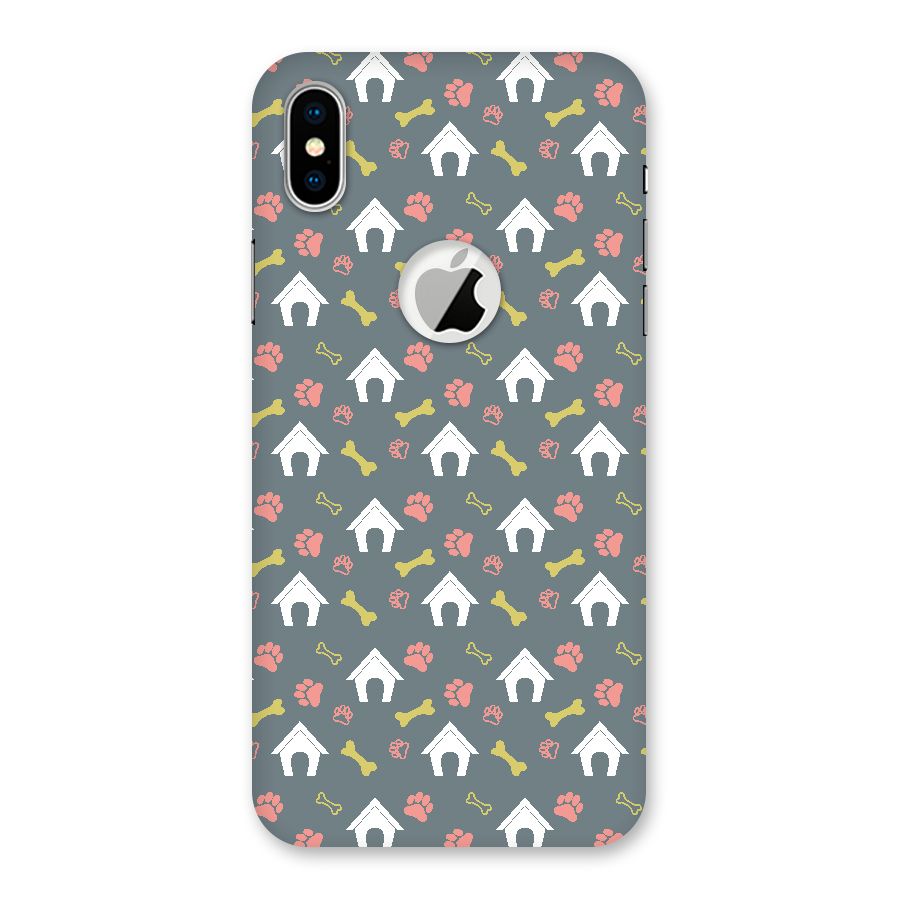 Dog Pattern Back Case for iPhone XS Logo Cut