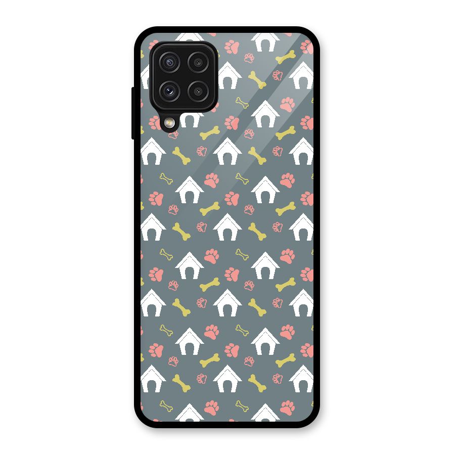Dog Pattern Glass Back Case for Galaxy A22 4G