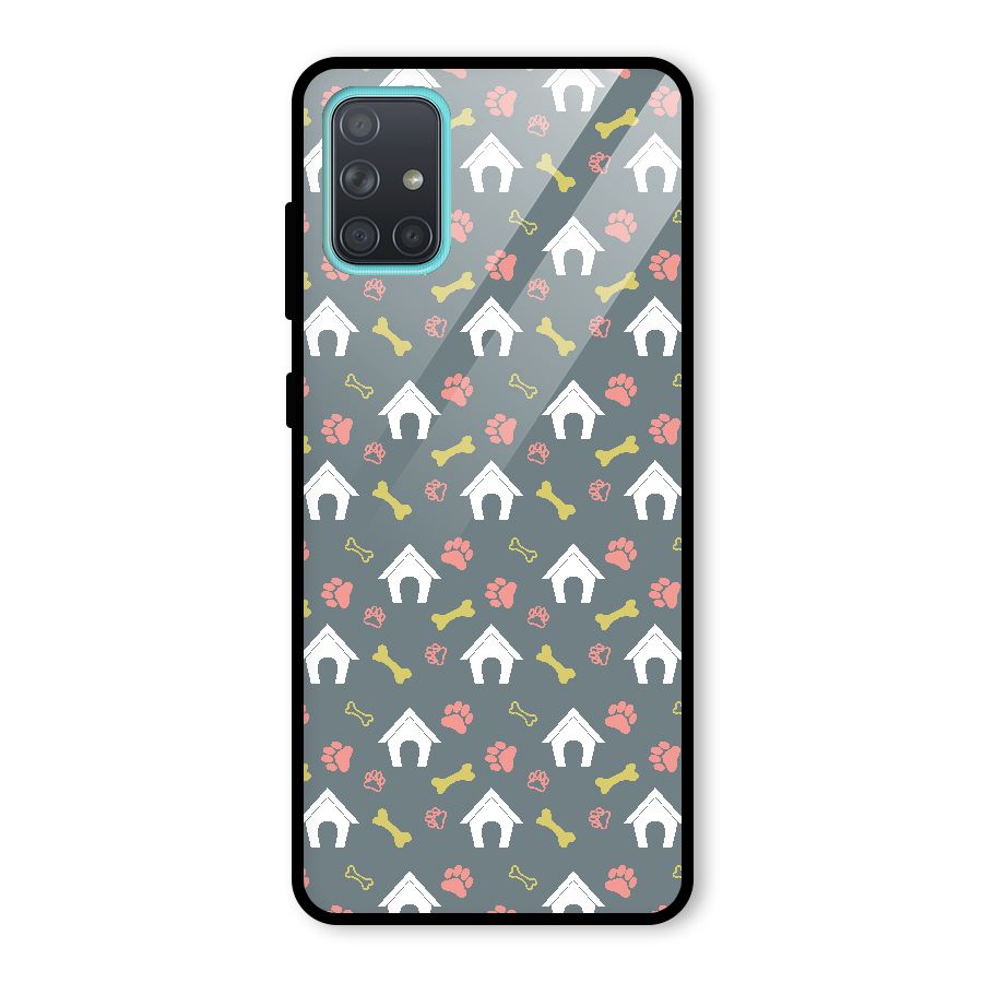 Dog Pattern Glass Back Case for Galaxy A71