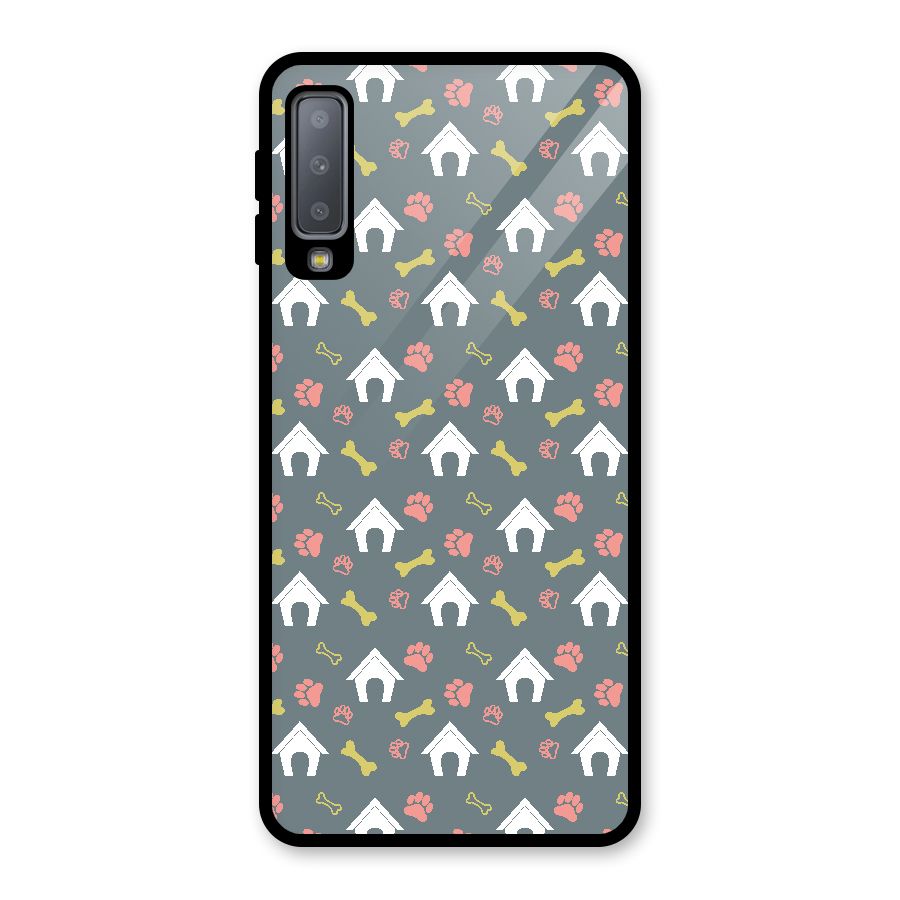 Dog Pattern Glass Back Case for Galaxy A7 (2018)