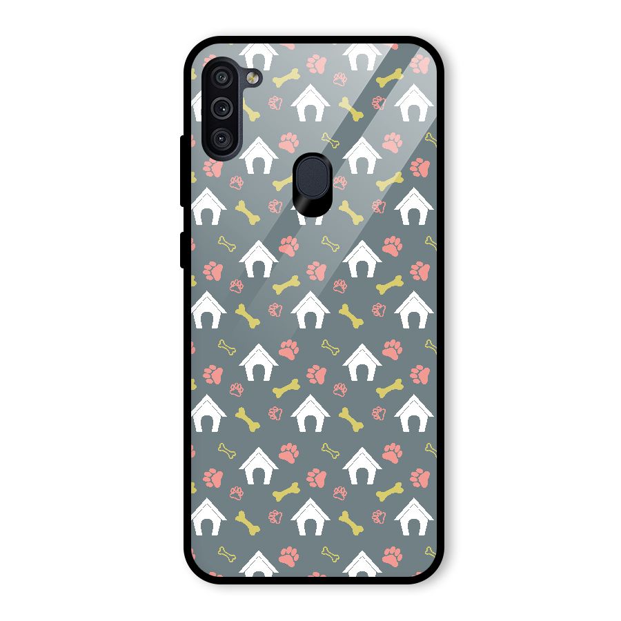 Dog Pattern Glass Back Case for Galaxy M11