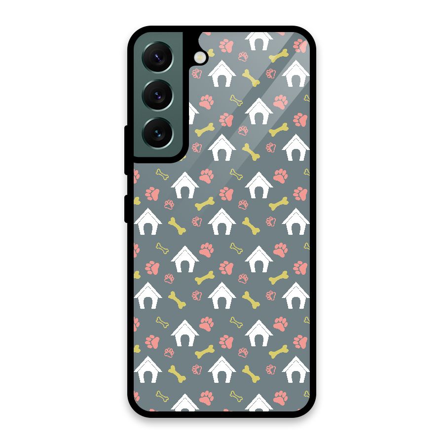 Dog Pattern Glass Back Case for Galaxy S22 5G