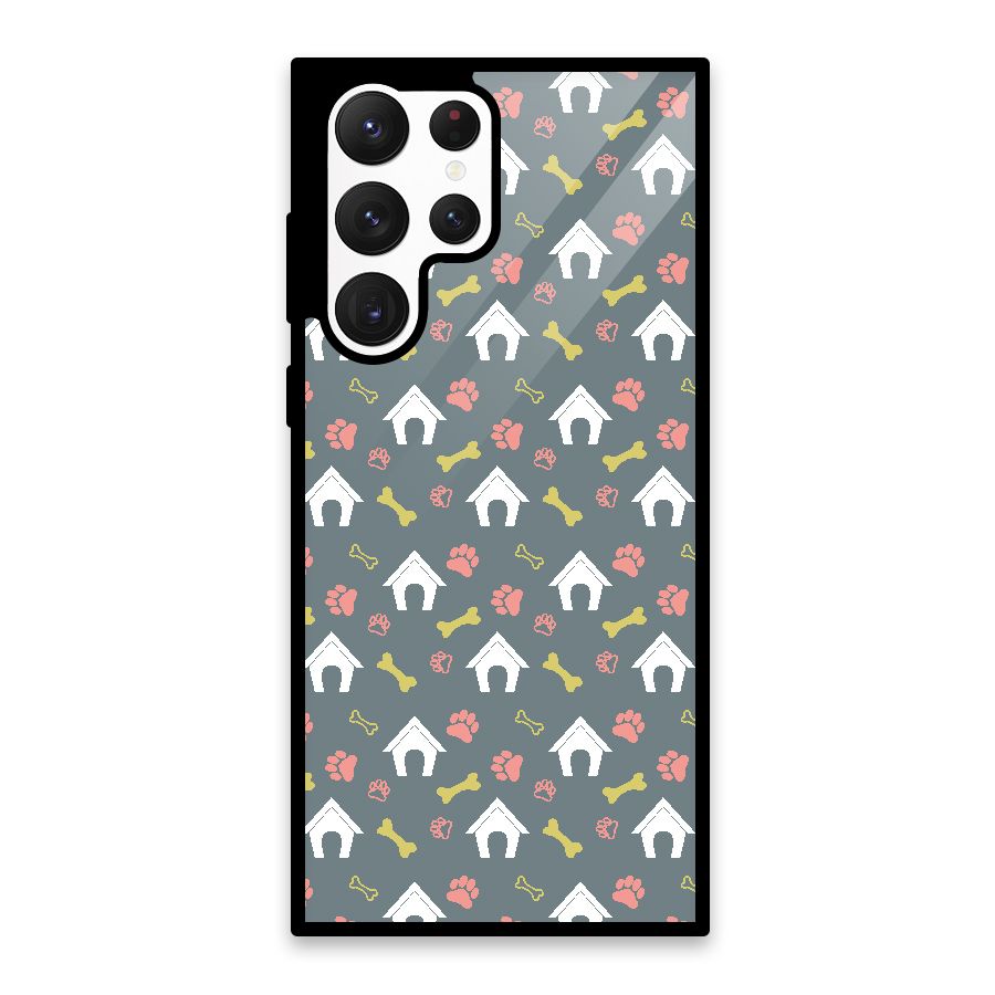 Dog Pattern Glass Back Case for Galaxy S22 Ultra 5G