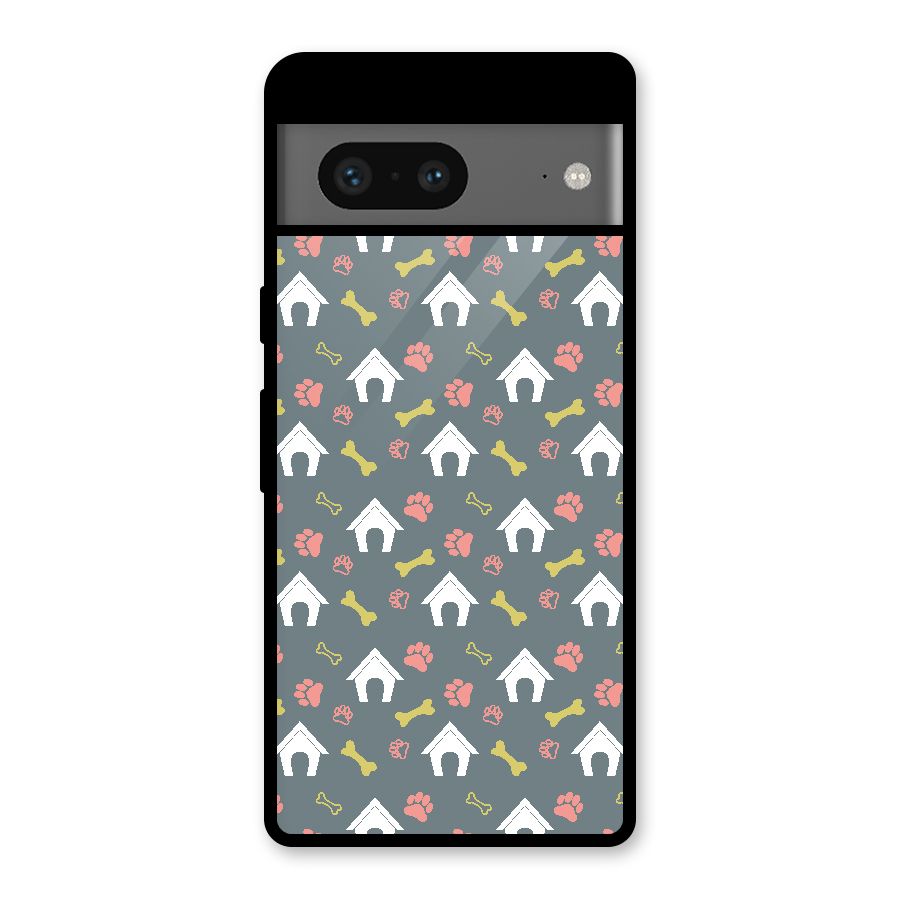 Dog Pattern Glass Back Case for Google Pixel 7