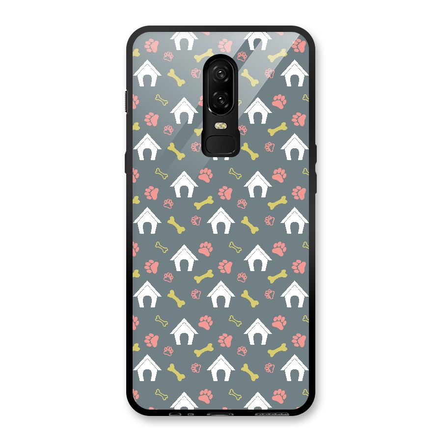 Dog Pattern Glass Back Case for OnePlus 6