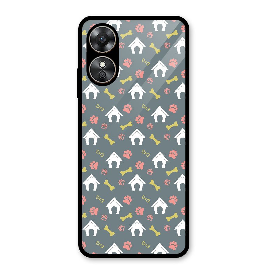 Dog Pattern Glass Back Case for Oppo A17