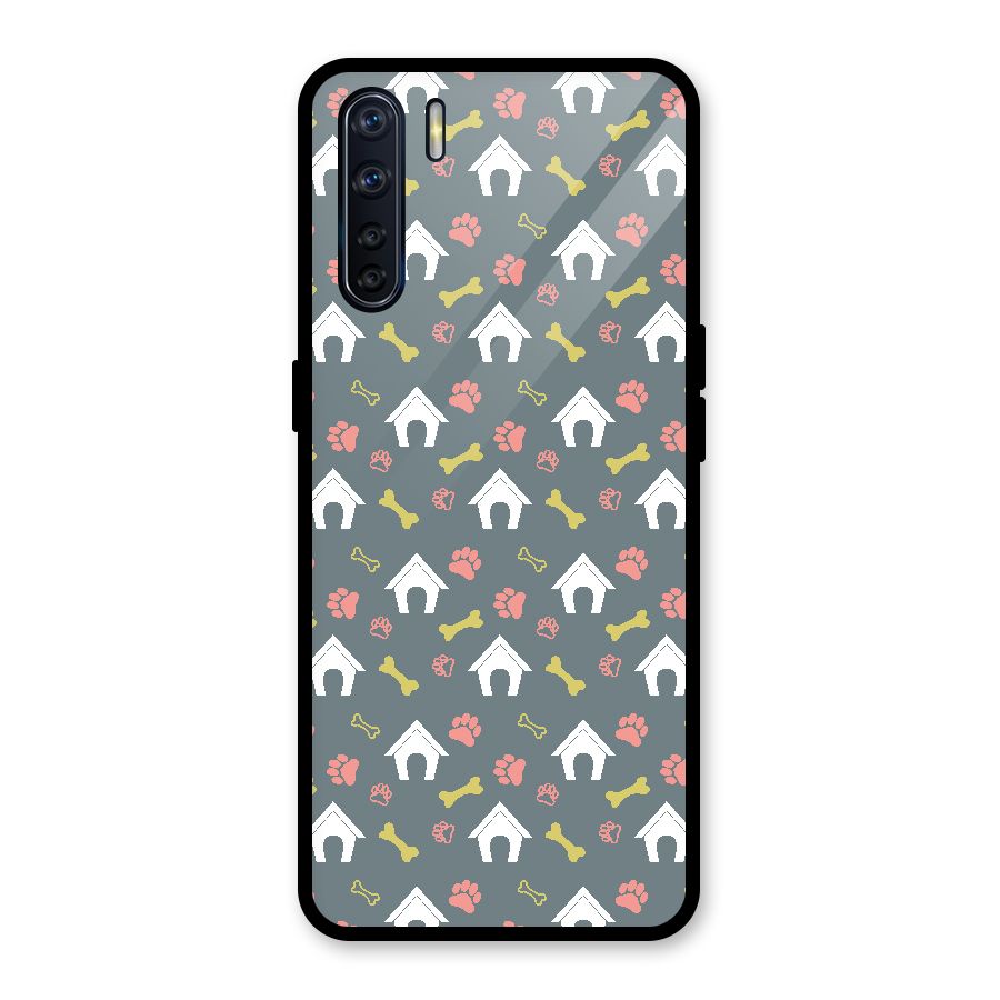 Dog Pattern Glass Back Case for Oppo F15