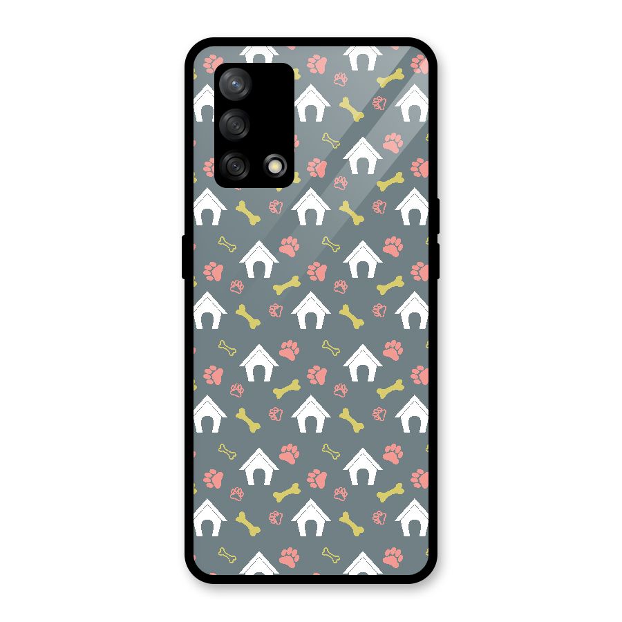 Dog Pattern Glass Back Case for Oppo F19