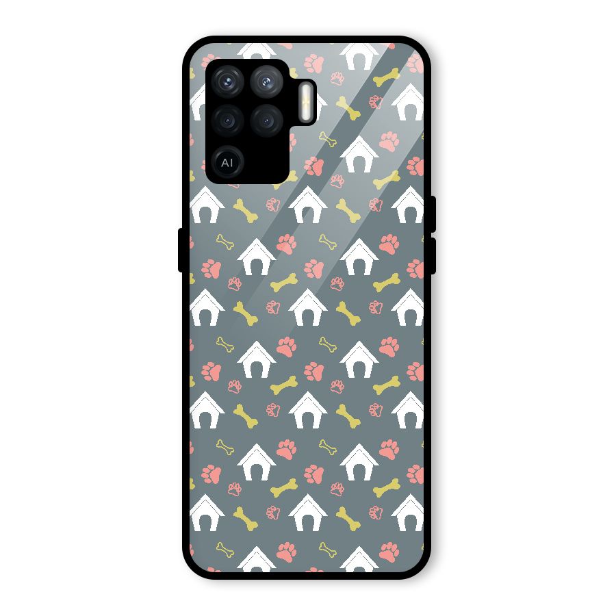 Dog Pattern Glass Back Case for Oppo F19 Pro