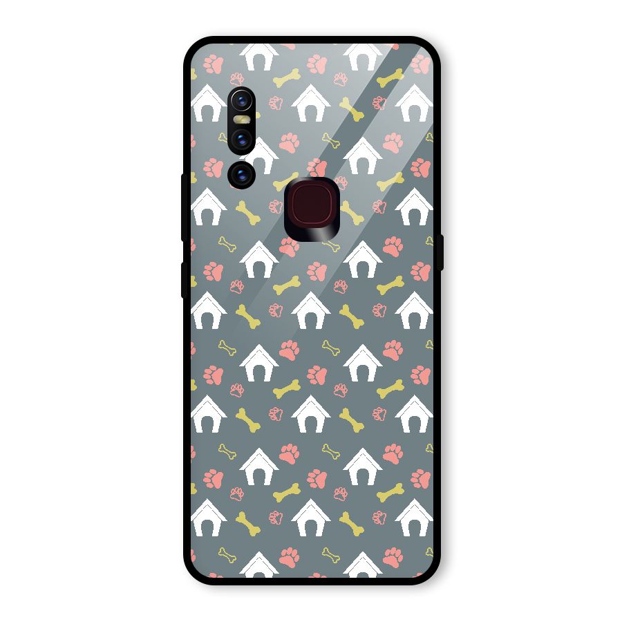 Dog Pattern Glass Back Case for Vivo V15