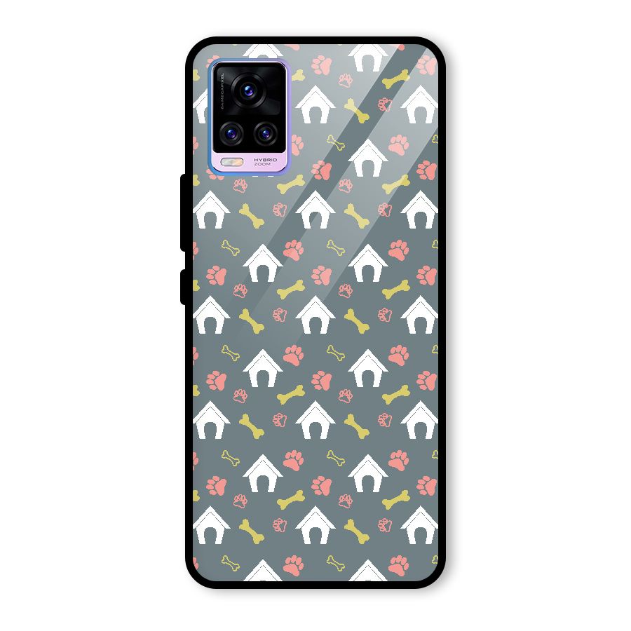 Dog Pattern Glass Back Case for Vivo V20 Pro