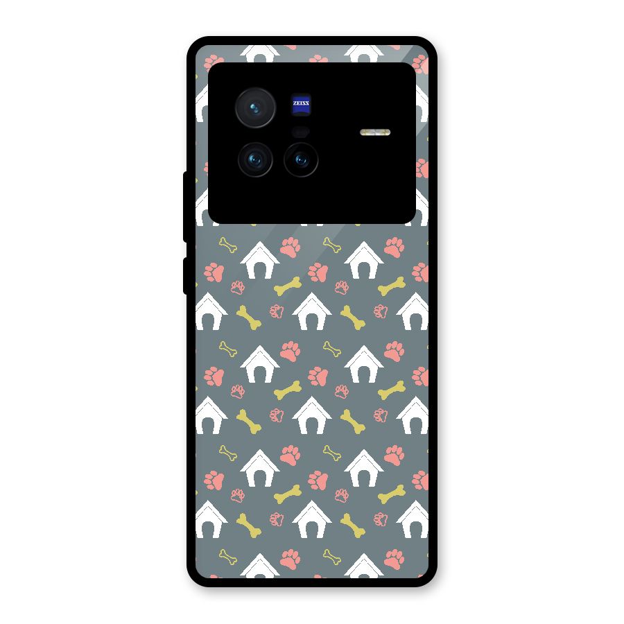 Dog Pattern Glass Back Case for Vivo X80