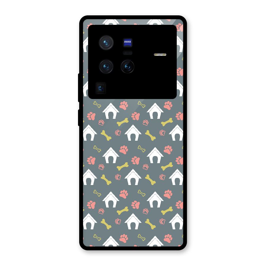 Dog Pattern Glass Back Case for Vivo X80 Pro