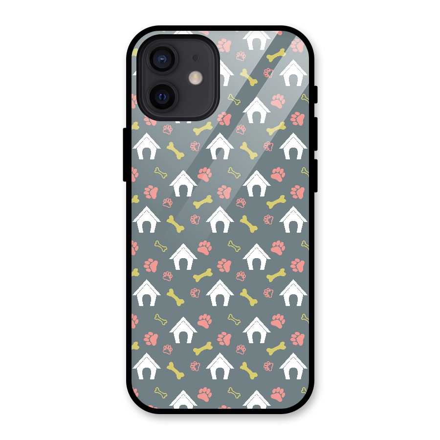 Dog Pattern Glass Back Case for iPhone 12