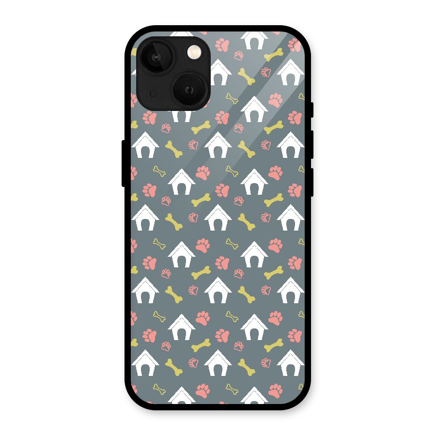 Dog Pattern Glass Back Case for iPhone 13