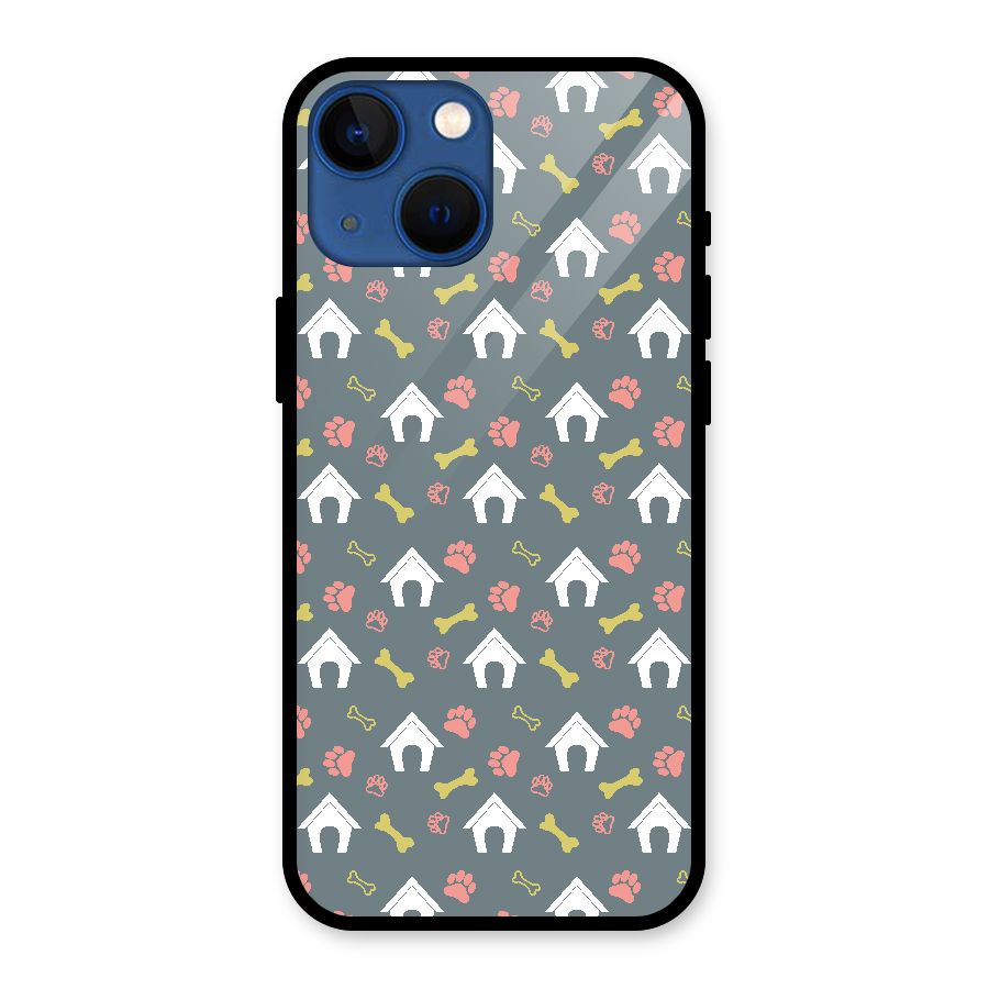 Dog Pattern Glass Back Case for iPhone 13 Mini