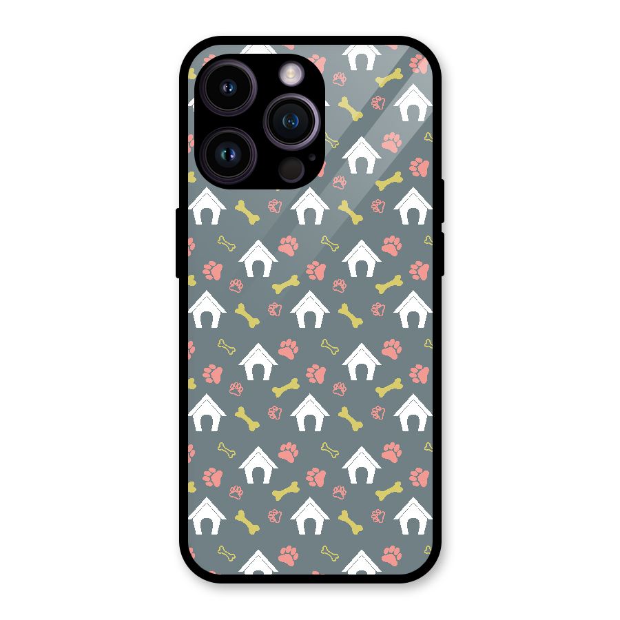 Dog Pattern Glass Back Case for iPhone 14 Pro Max