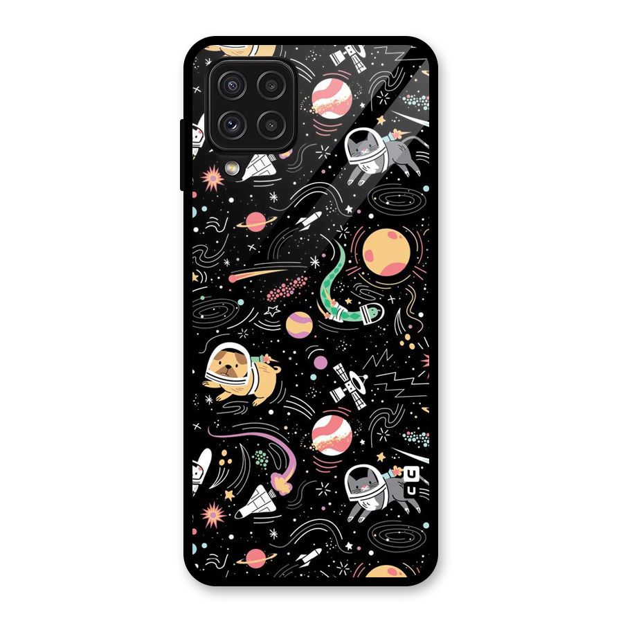 Dog Planetarium Glass Back Case for Galaxy A22 4G