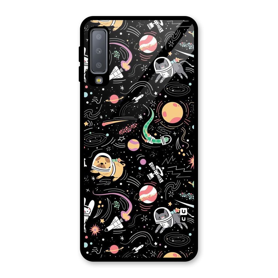 Dog Planetarium Glass Back Case for Galaxy A7 (2018)