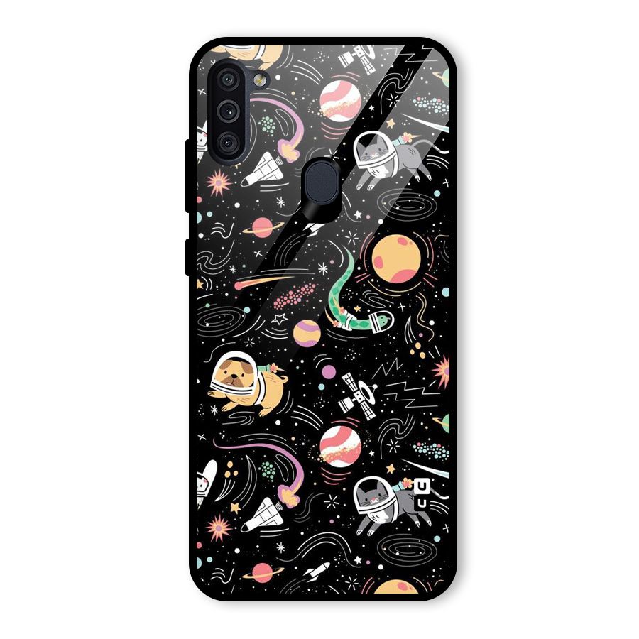 Dog Planetarium Glass Back Case for Galaxy M11