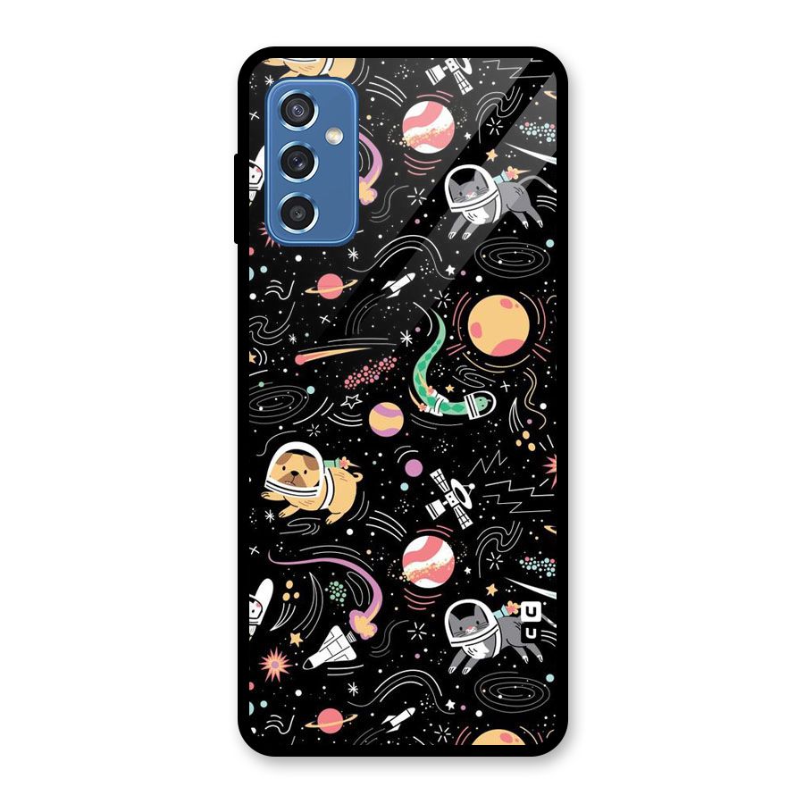 Dog Planetarium Glass Back Case for Galaxy M52 5G