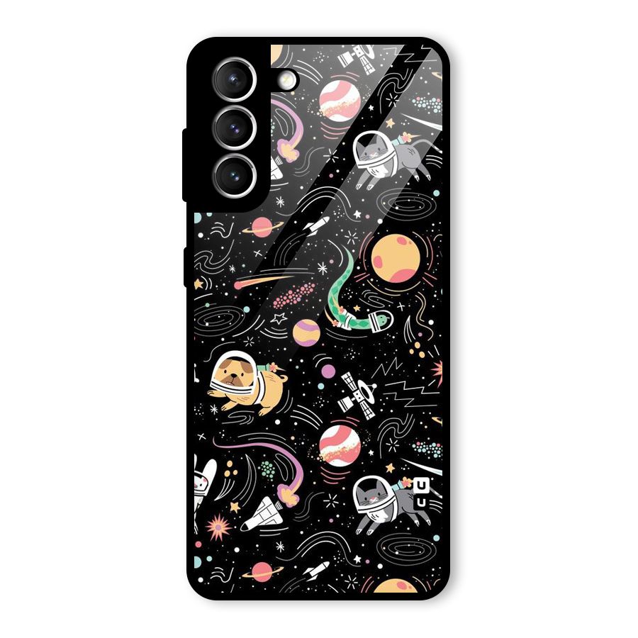 Dog Planetarium Glass Back Case for Galaxy S21 5G