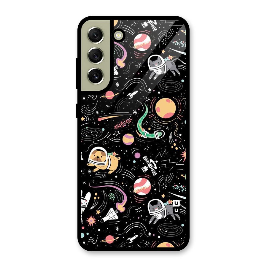 Dog Planetarium Glass Back Case for Galaxy S21 FE 5G